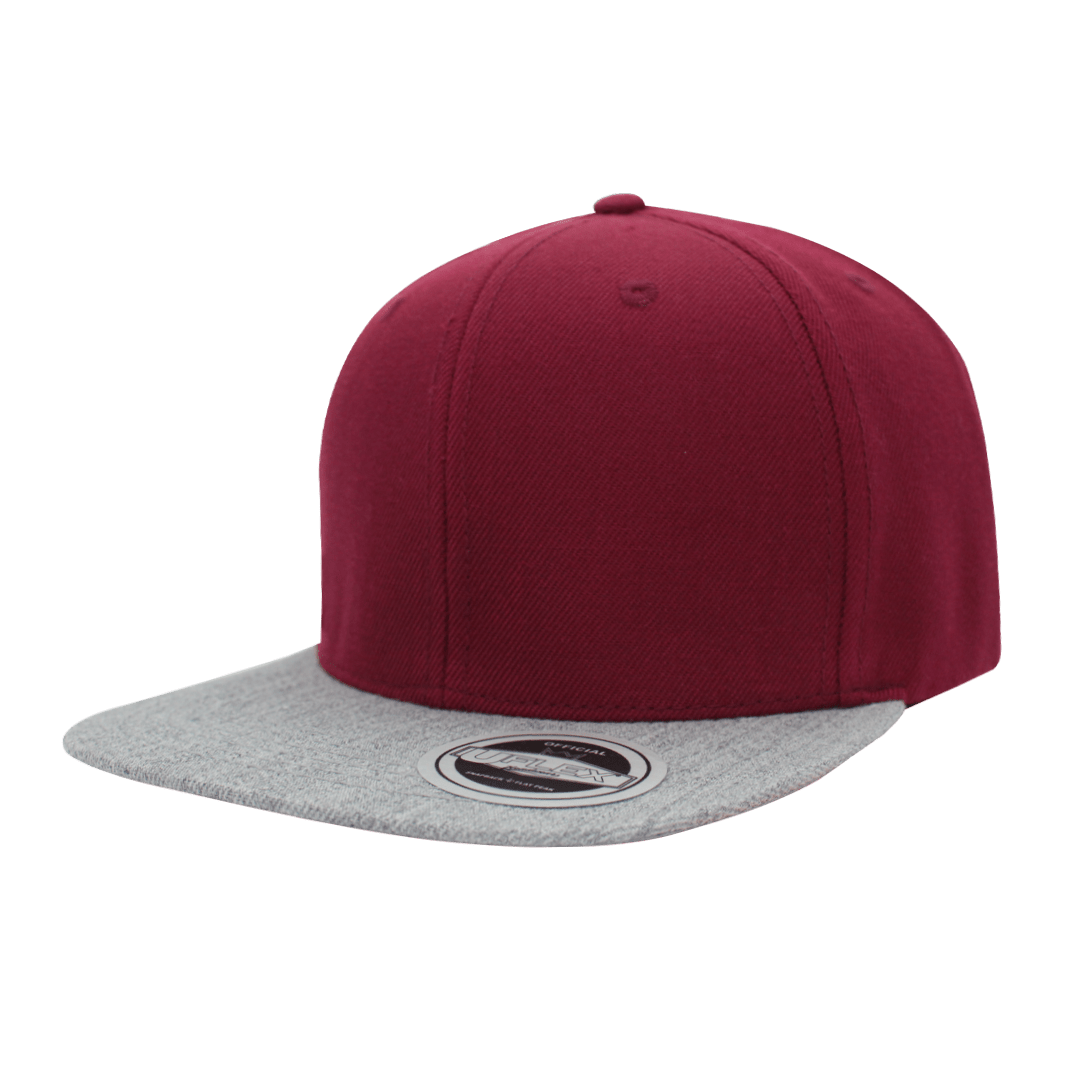 UFlex Snapback Flat Peak Cap - burgundy/grey (U15606)