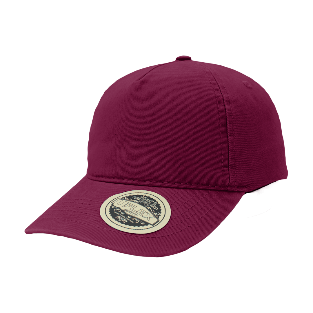 Uflex Vintage 5 Panel Strap-Back Cap - burgundy (U15511)