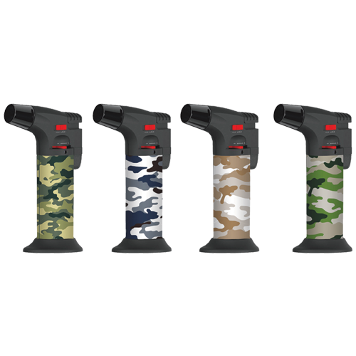Zenga Rubberized Army Print Hyper Torch - Assorted