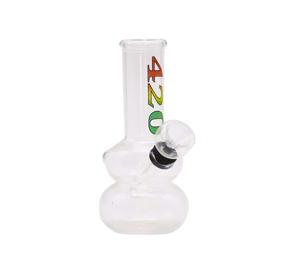 Glass Bong - Small 12cm Clear Glass Assorted (Bong036)