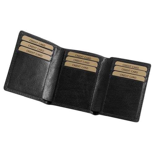 Vitello Genuine Leather Tri-Fold Card Holder - black (6695)