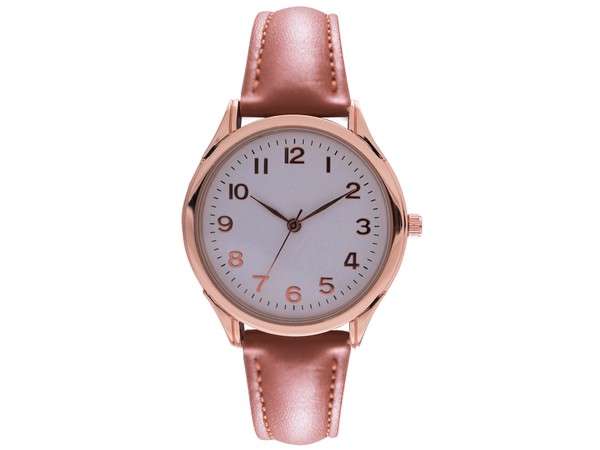 Classic Leatherette Watch (Gents) - Tan-Rosegold (NL307GNR)