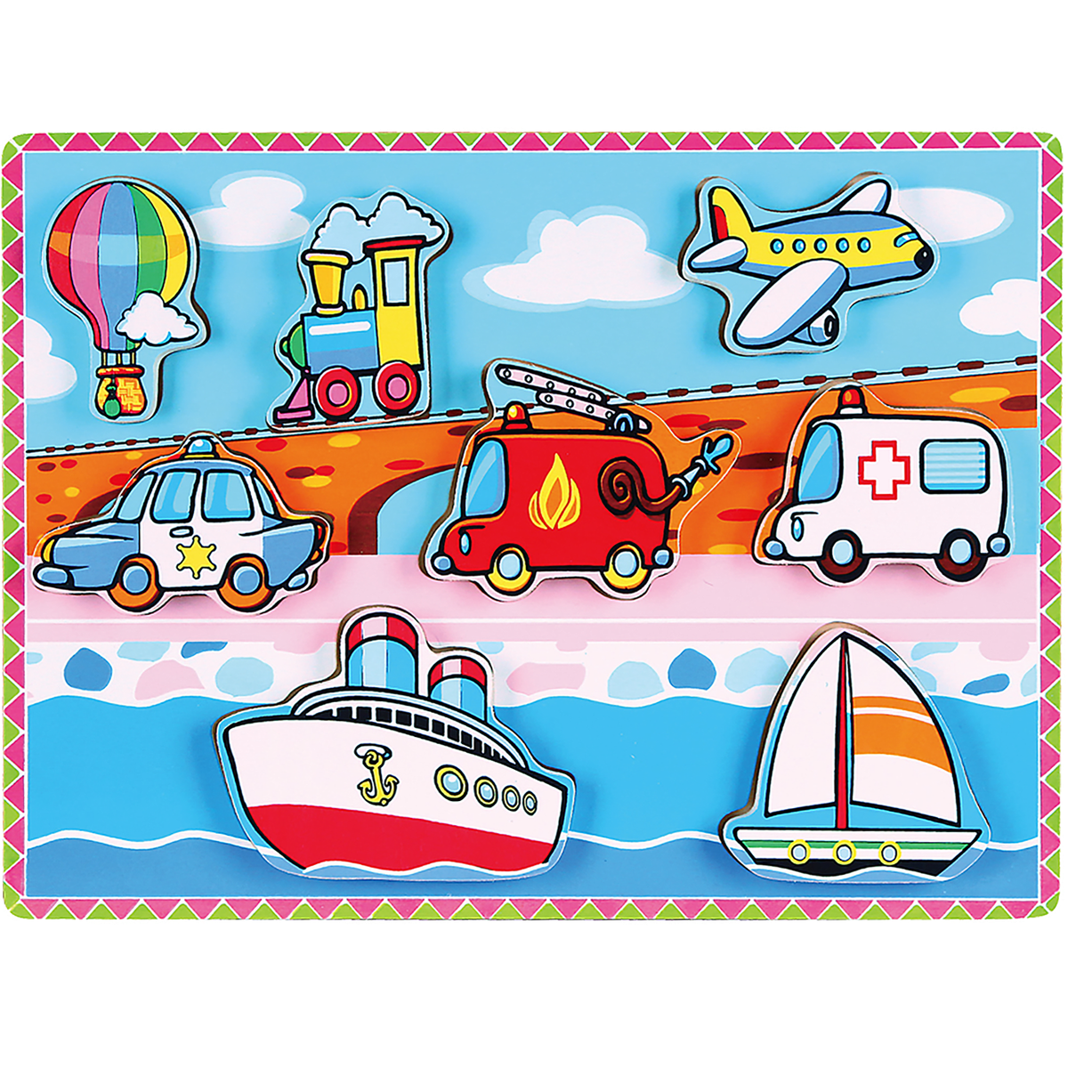 Extra thick wooden puzzle: Vehicles (RGS56436)