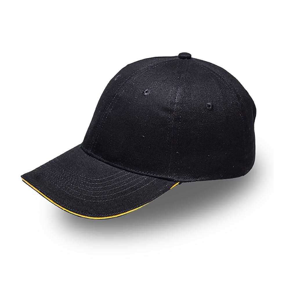 Sandwich Brushed Cotton Cap - black/yellow (V6001)