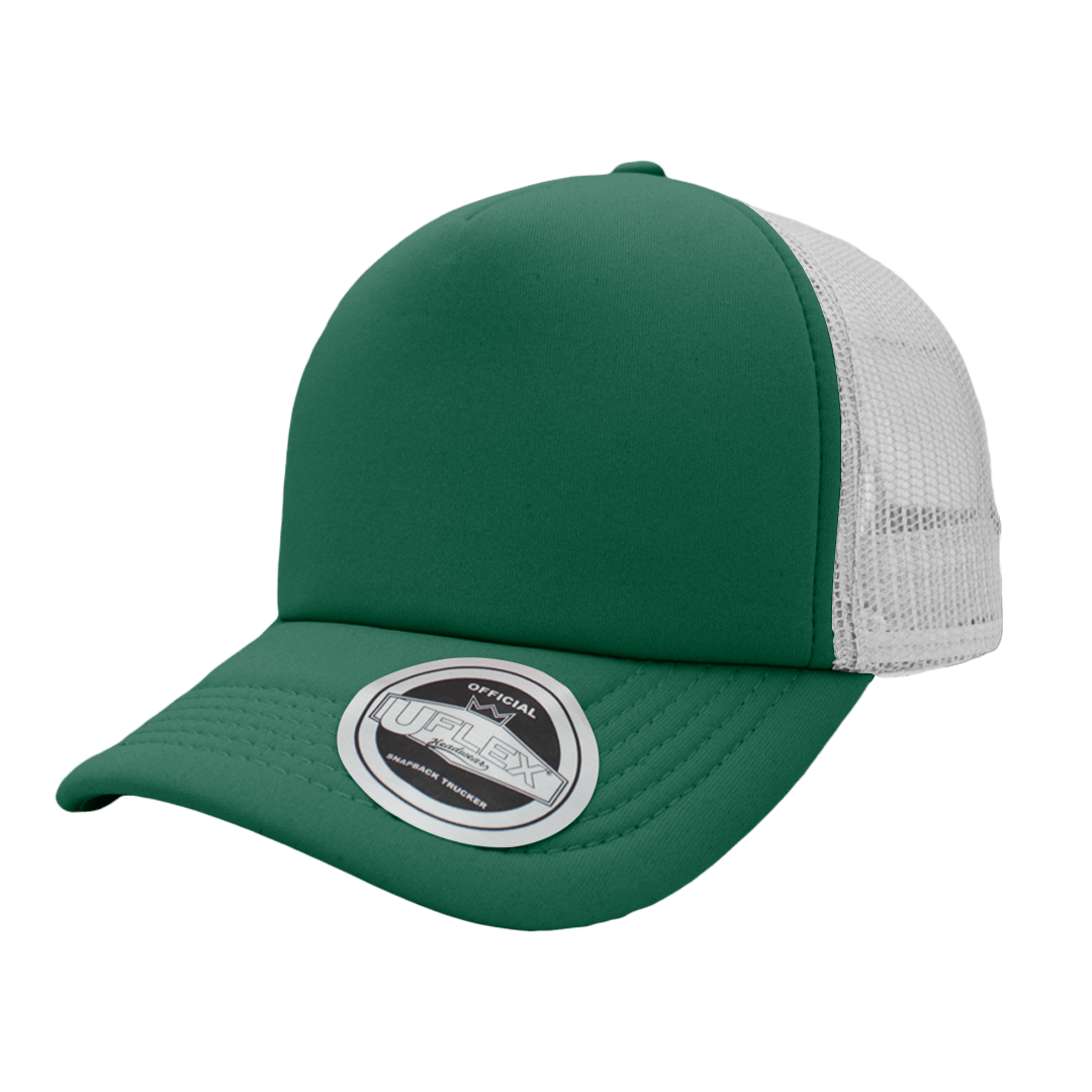 Uflex Curved Peak Trucker Cap - green/white (U15502)