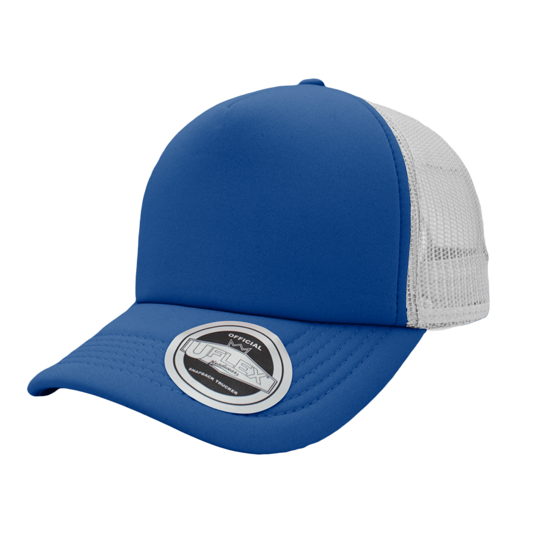 Uflex Curved Peak Trucker Cap - royal blue/white (U15502)