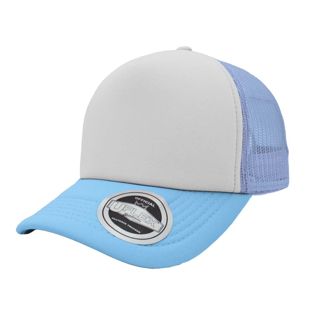 Uflex Curved Peak Trucker Cap - sky blue/white (U15502)