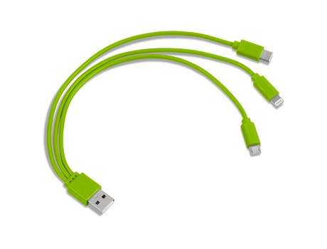 Hat-Trick 3-In-1 Charging Cable - lime (Tech-5219)