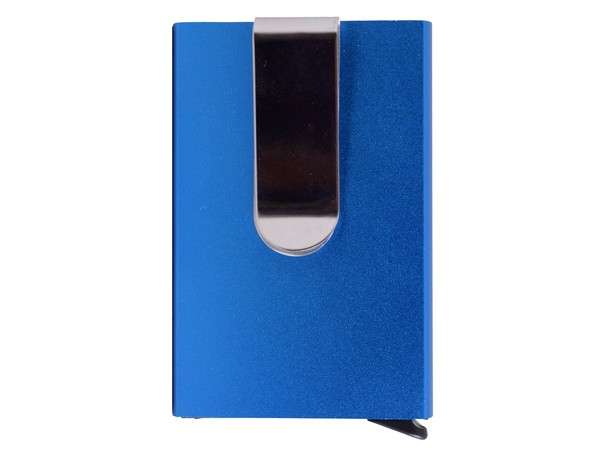 Aluminium Auto Pop-Up Card Holder - blue (P2476E)