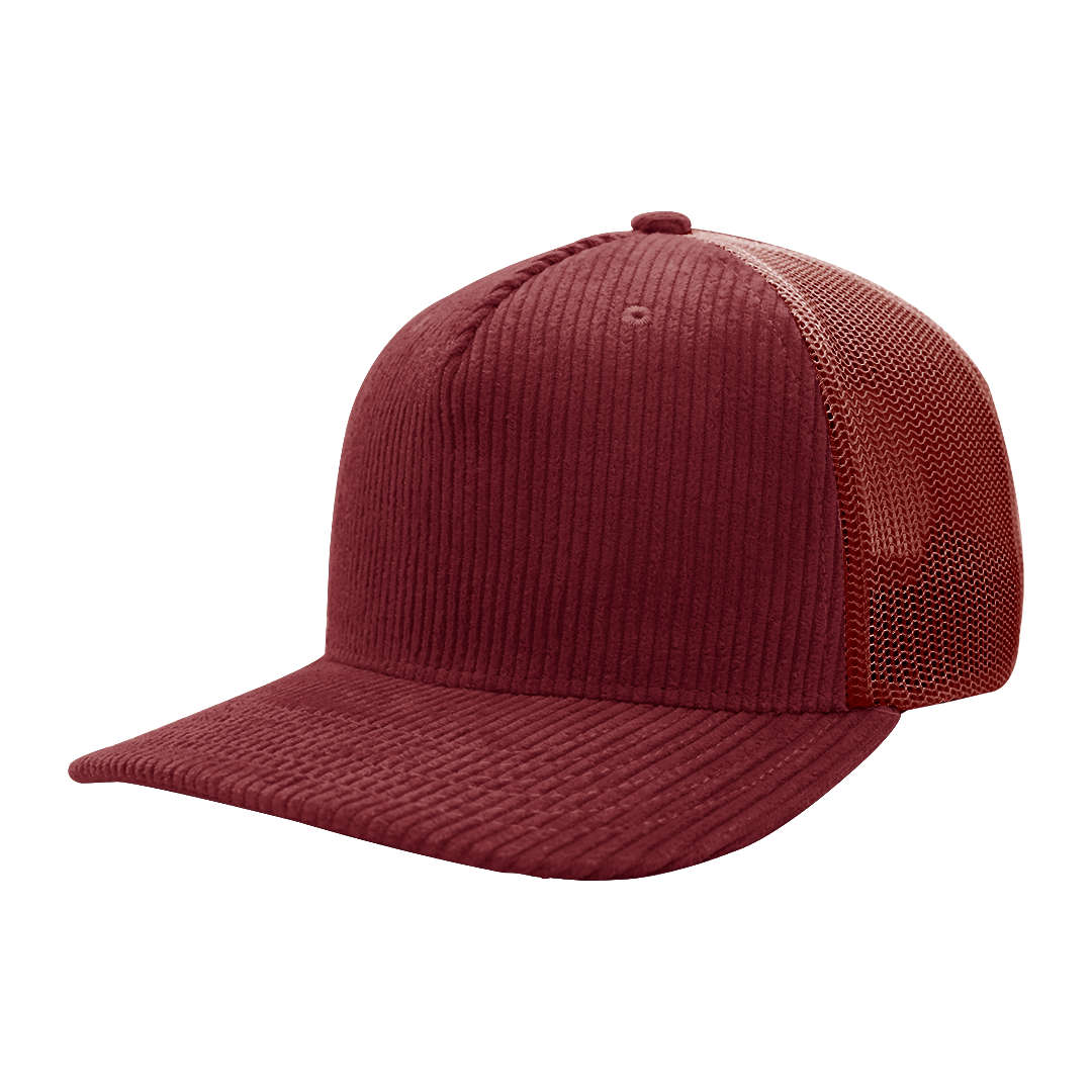 5 Panel Corduroy Trucker Cap - burgundy (U21512)