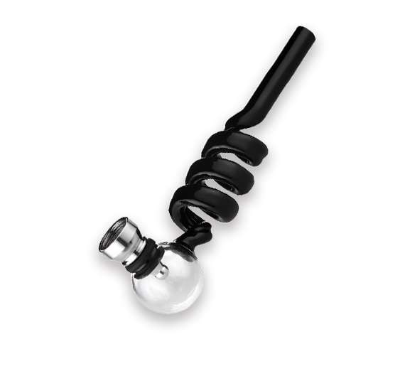 Rasta Pipe - Glass Pipe Spiral with Skull bowl 14cm (Pipe8553)