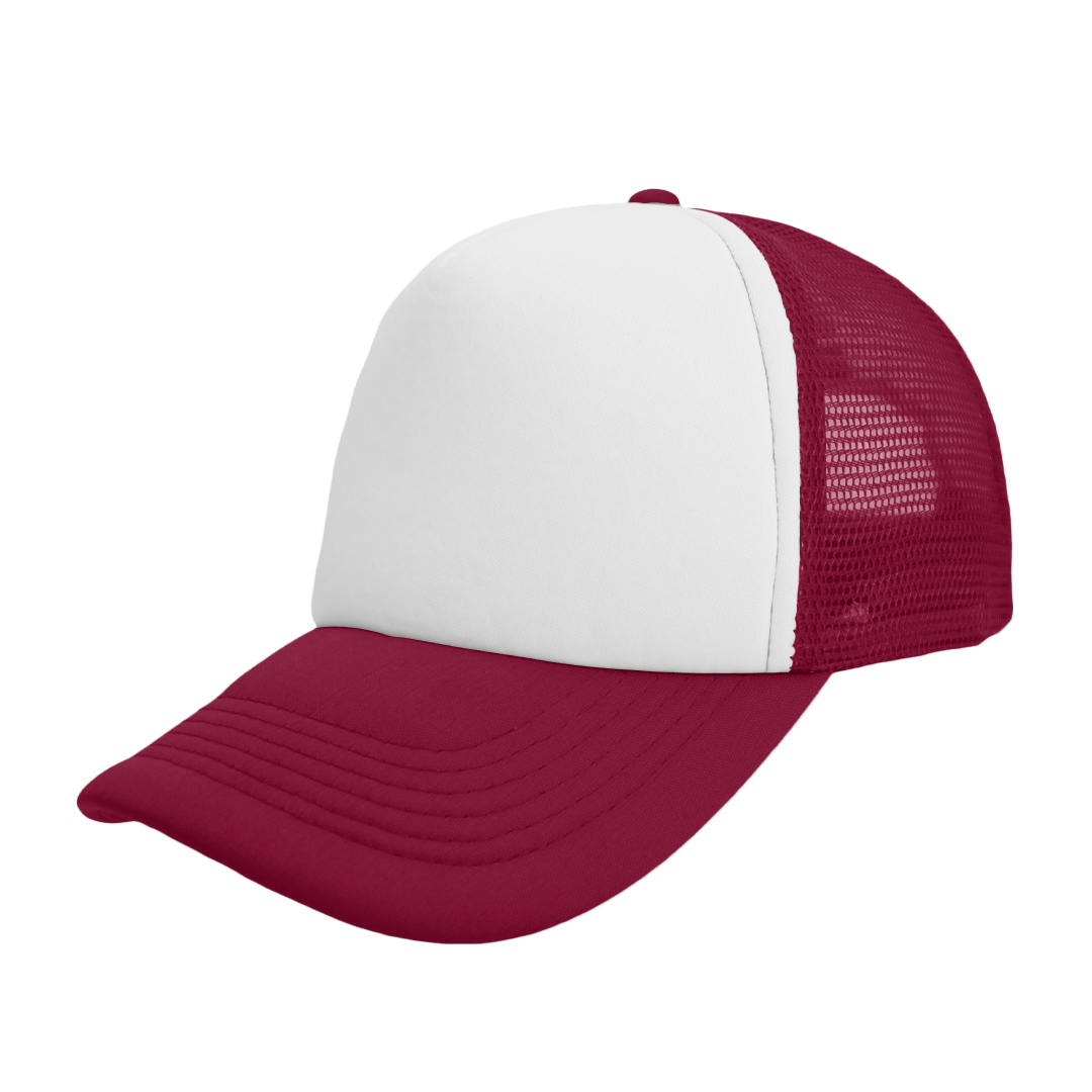 Foam Polysnap Curved Peak - burgundy/white (S19500)