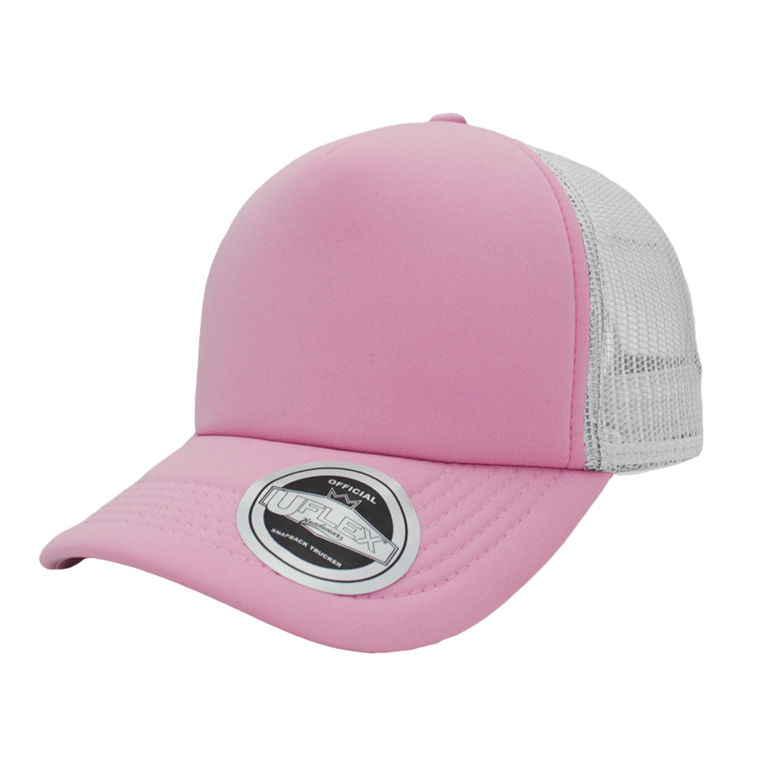 Uflex Curved Peak Trucker Cap - pink/white (U15502)