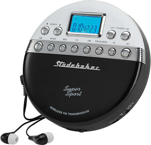 Studebaker Personal CD Player FM Radio Anti-skip and FM Transmitter (SB3705BW)