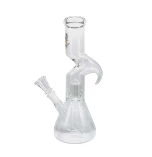 Glass Bong - Tribal Transparent with Percolator, 26cm (BONG093)