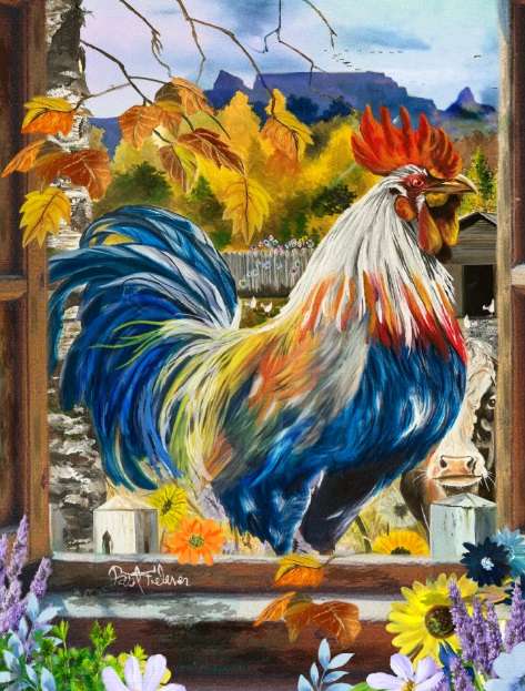 Rooster in the Window (1500 Piece Puzzle)
