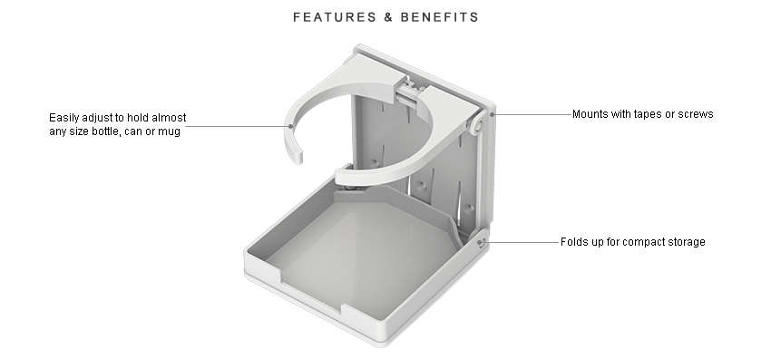 Seaflo Fold-Up Adjustable Drink Holder Black