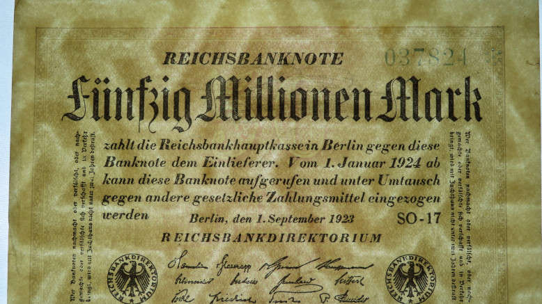 Germany - 50 Million Mark, 1923, p-109b Stars Watermark