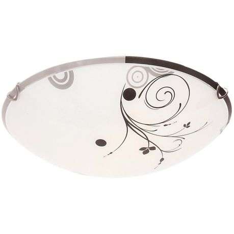 Floral Patterned Glass Ceiling Fitting with Chrome Clips