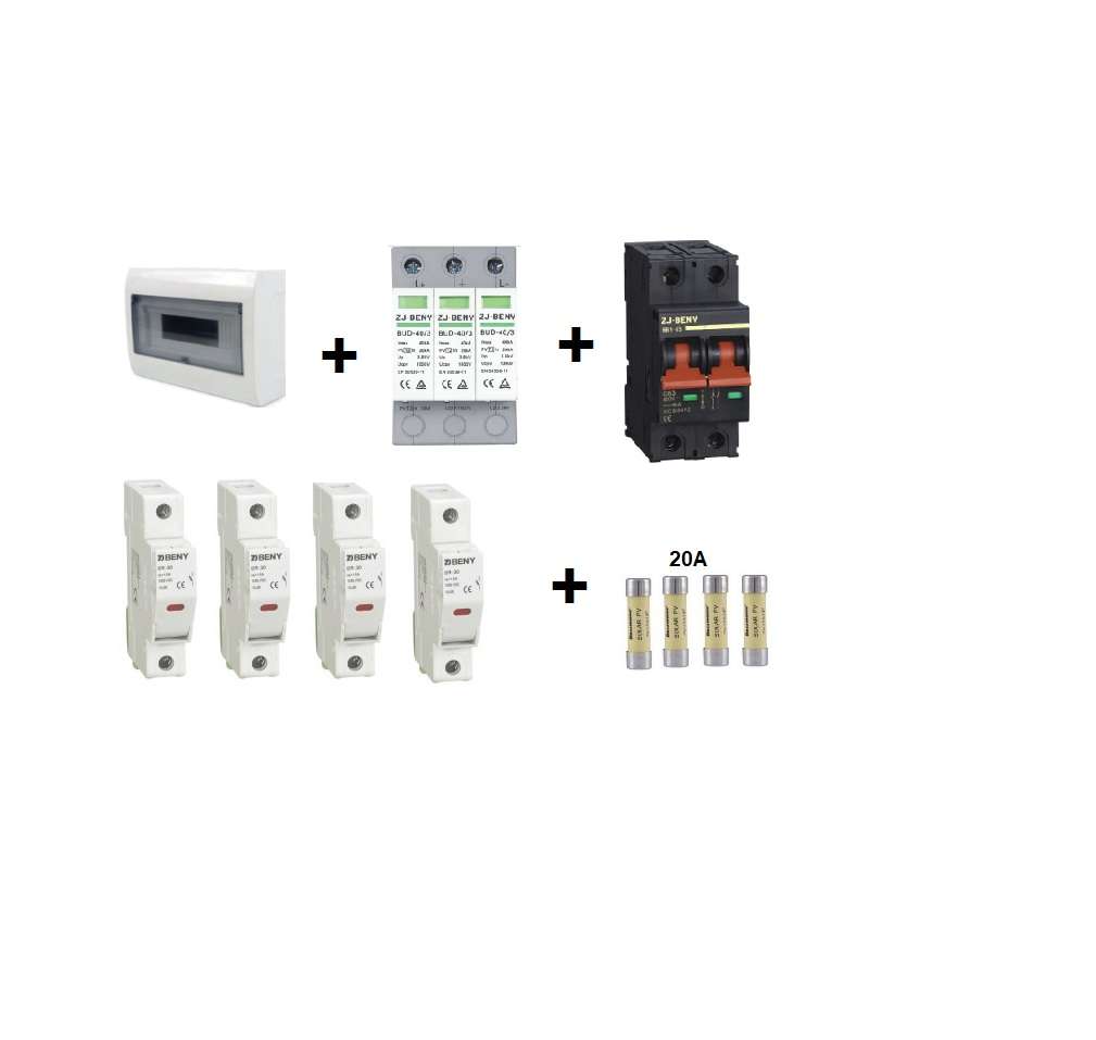 DIY HV Combiner Box kit for 2 Strings - Single MPPT - 2kg