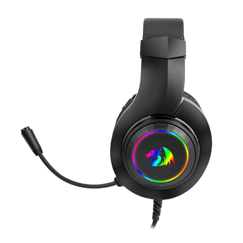 REDRAGON Over-Ear HYLAS Aux (Mic and Headset)|USB (Power Only)RGB Gaming Headset - Black