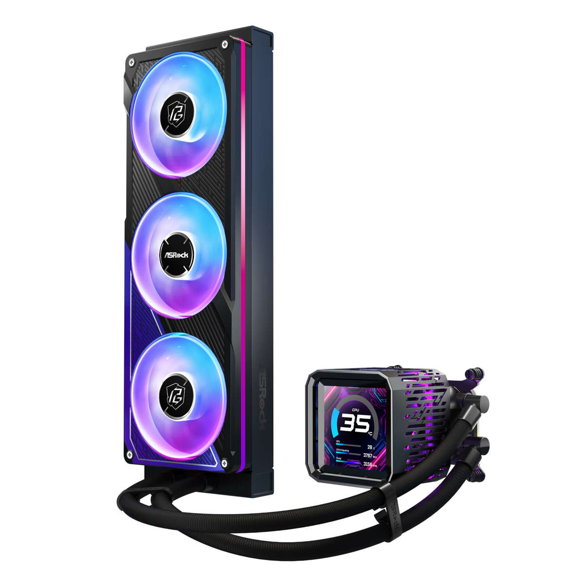 ASRock Phantom Gaming 360 LCD All-in-one Liquid CPU Cooler - Black