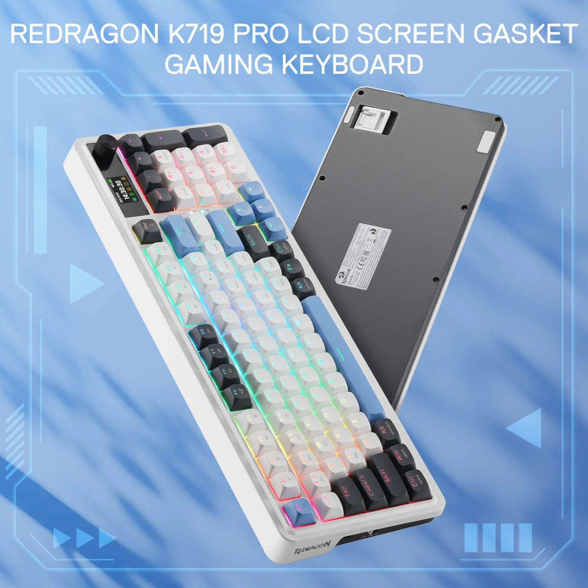 Redragon K719WGB GALATIN RGB PRO Full sized Wireless Gaming Keyboard - White