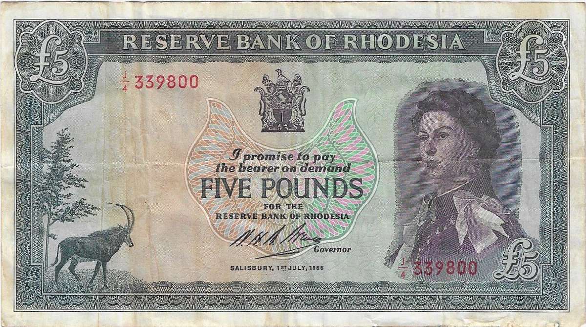 (Item 00793) Rhodesian Banknote 1966