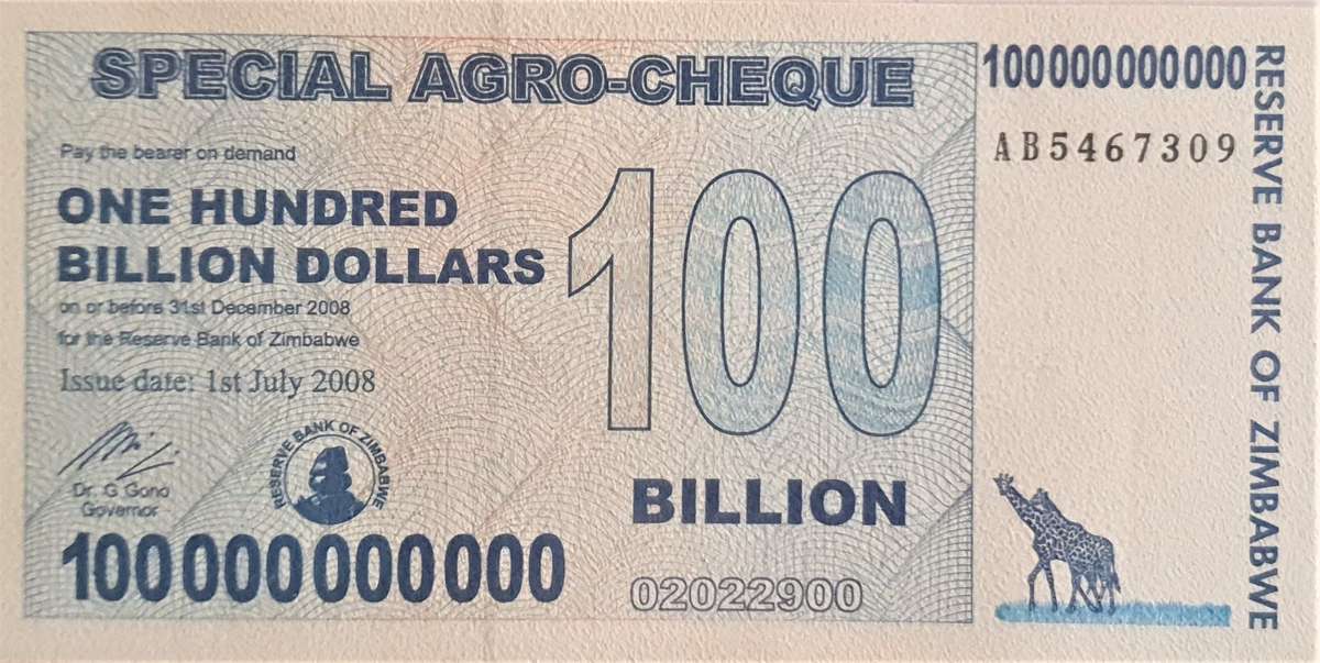 (Item 01063) Zimbabwe 1 x 100 Billion Dollar Banknote 2008