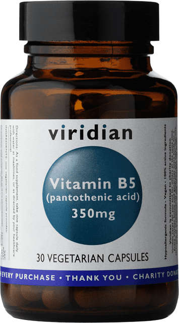 Viridian Vitamin B5 (Pantothenic Acid) 350mg 30 caps