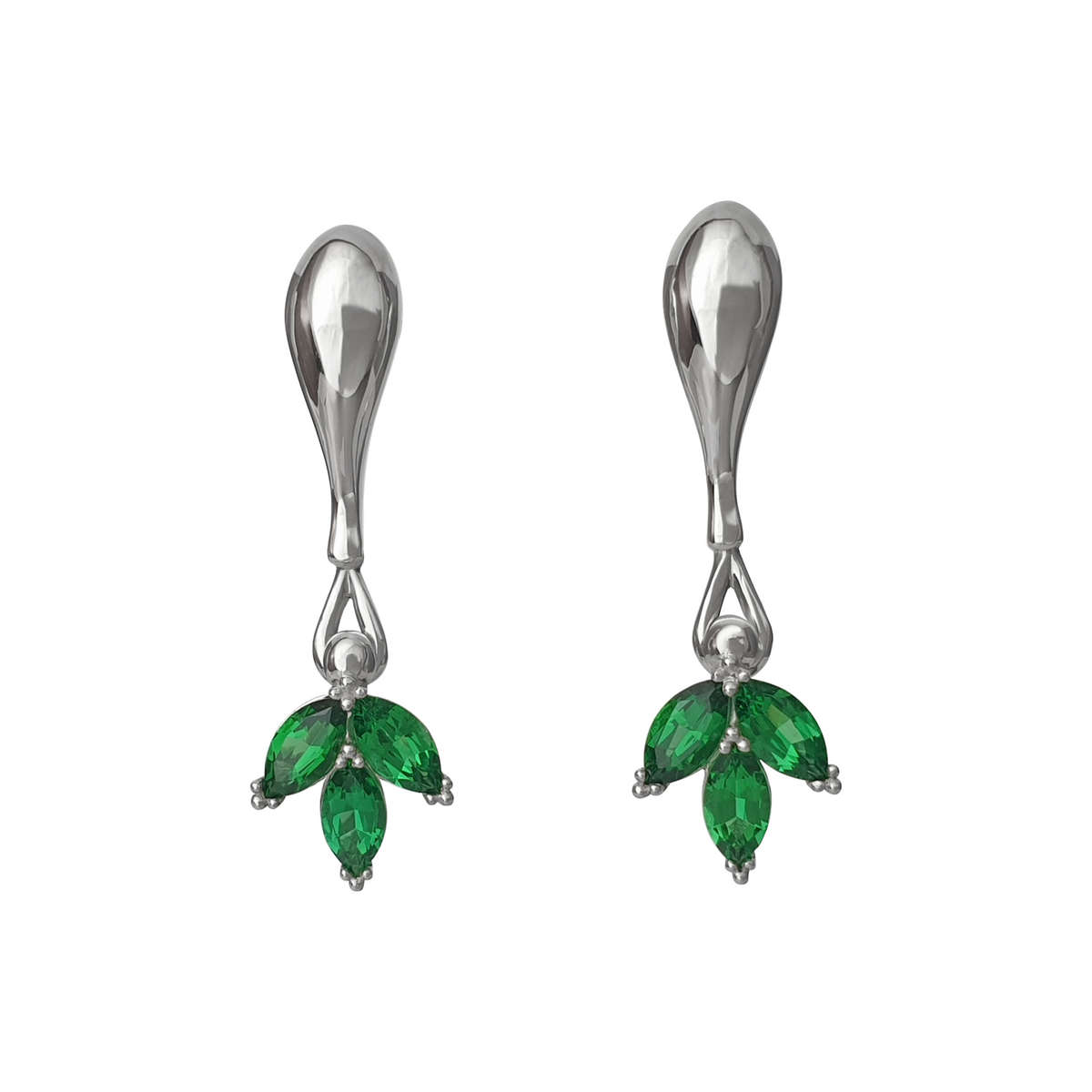 Green cubic zirconia dangle studs