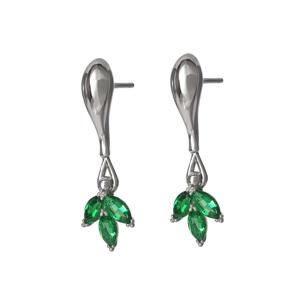 Green cubic zirconia dangle studs