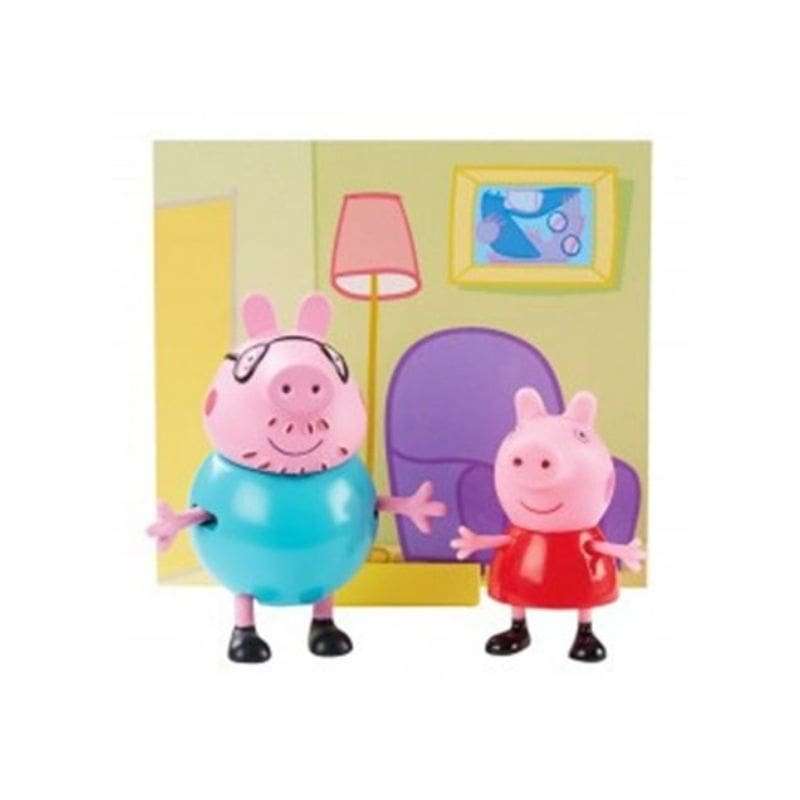 Peppa Pig 2 Pack Figurine: Daddy & Peppa Living Room Theme