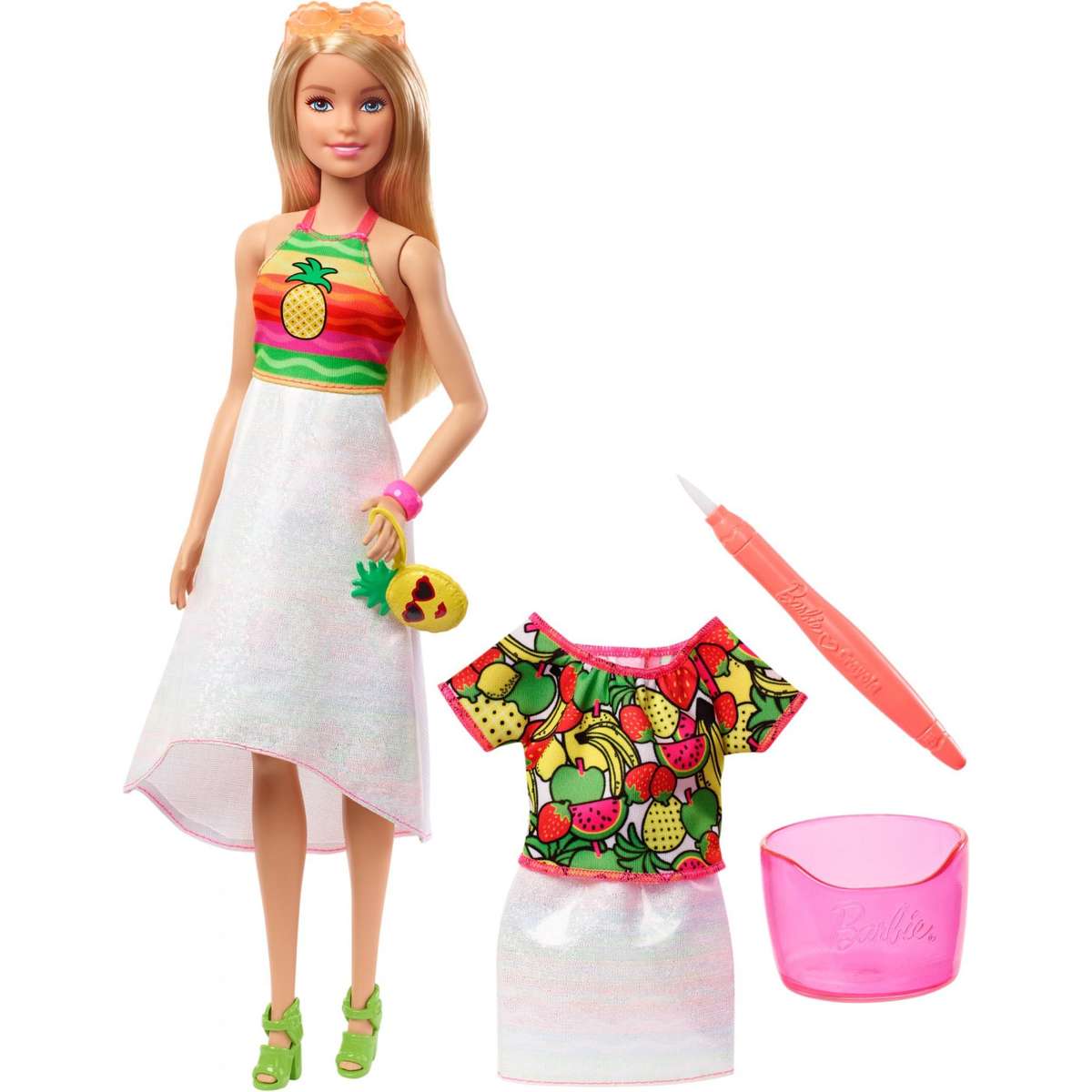 Barbie Crayola Rainbow Fruit Surprise Doll & Fashions  Blonde (very slight box damage)