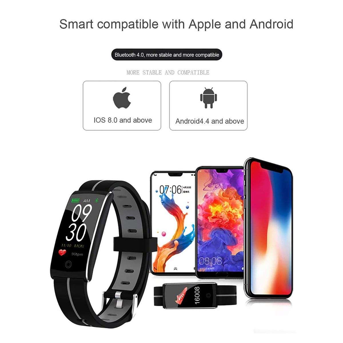 Fitness Tracker F10+ Smart Watch, IP67 Waterproof Activity Tracker - Black &amp; Green