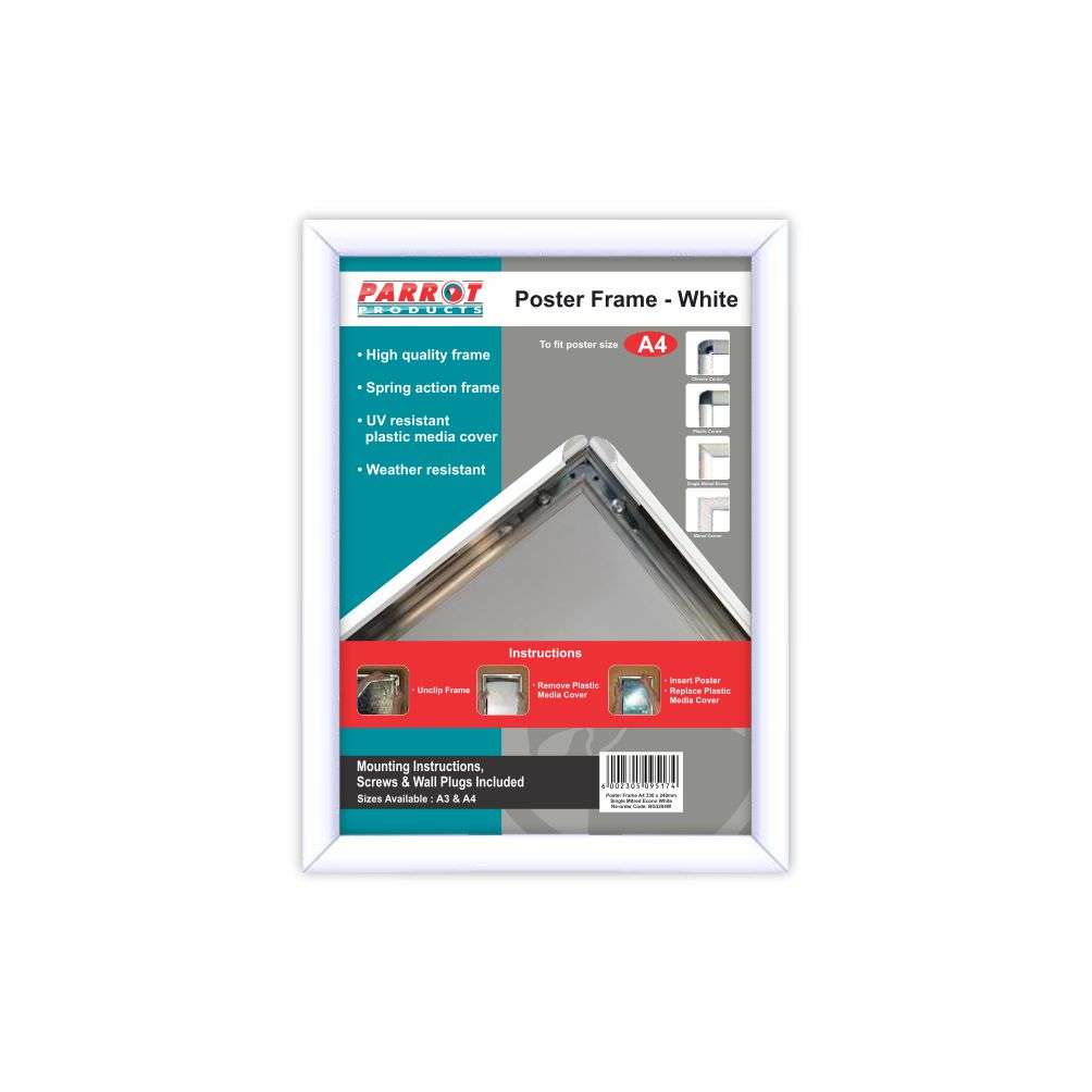 Poster Frame A4 330*240mm Single Mitred Econo White
