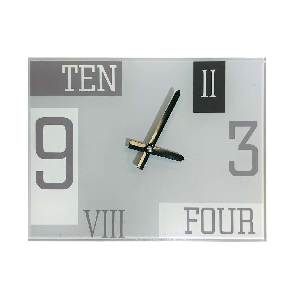 Glass Clock (210 x 300mm - Grey)