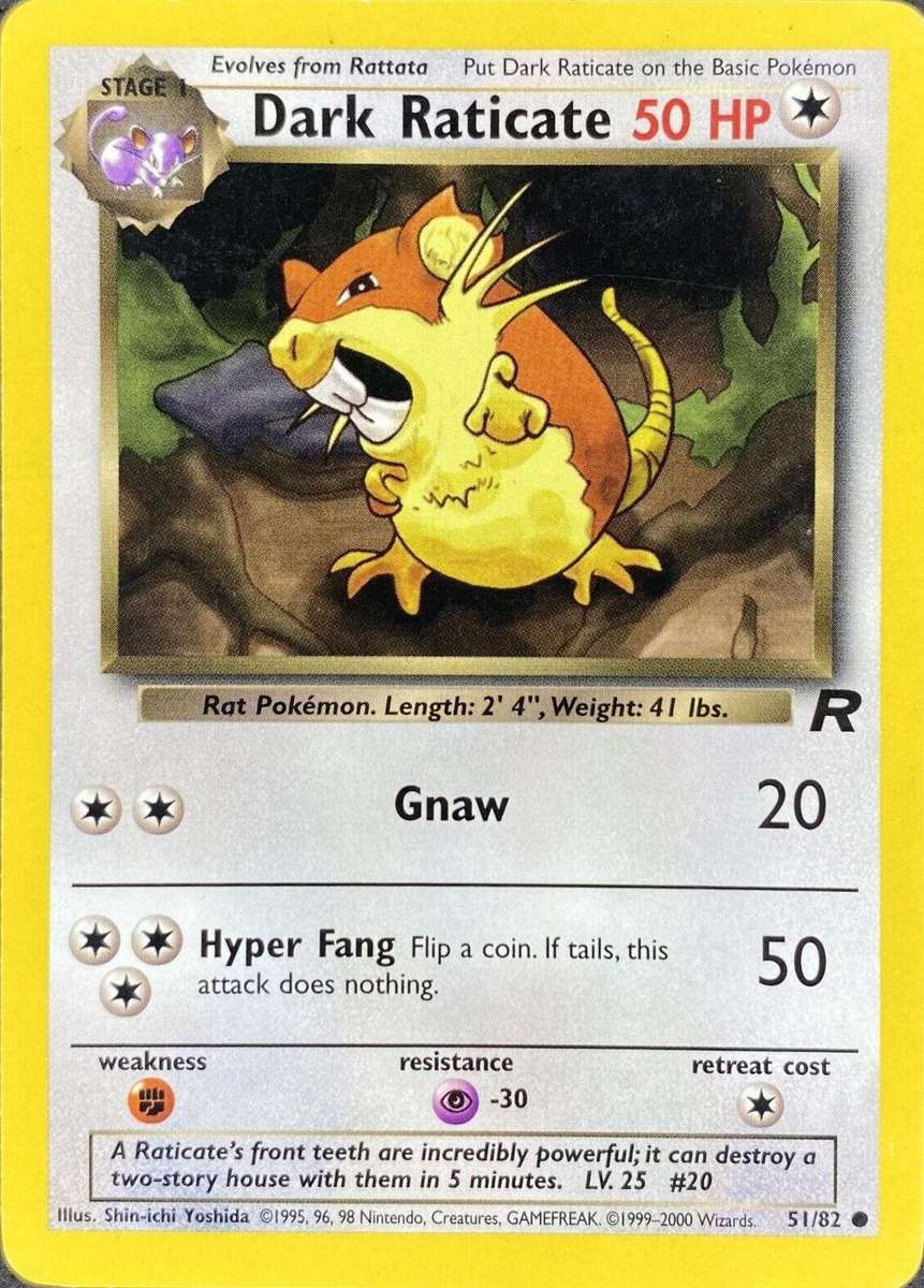 Dark Raticate 51/82  Pokemon Team Rocket