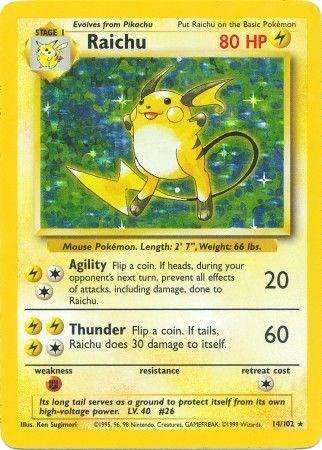 Raichu 14/102 Holo - Pokemon Base Set (MP)