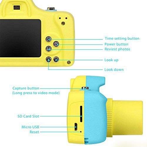 Kids Digital Full HD Mini Action Camera 5MP with Micro SD 1.5" Display Colour Screen - Blue and