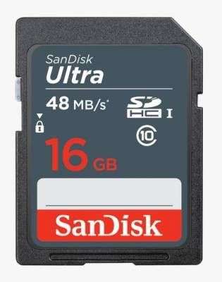 Sandisk SDSDUNB-016G-GN3IN Ultra SDHC 16GB 48MB/s Class 10 UHS-I SD Card - SanDisk
