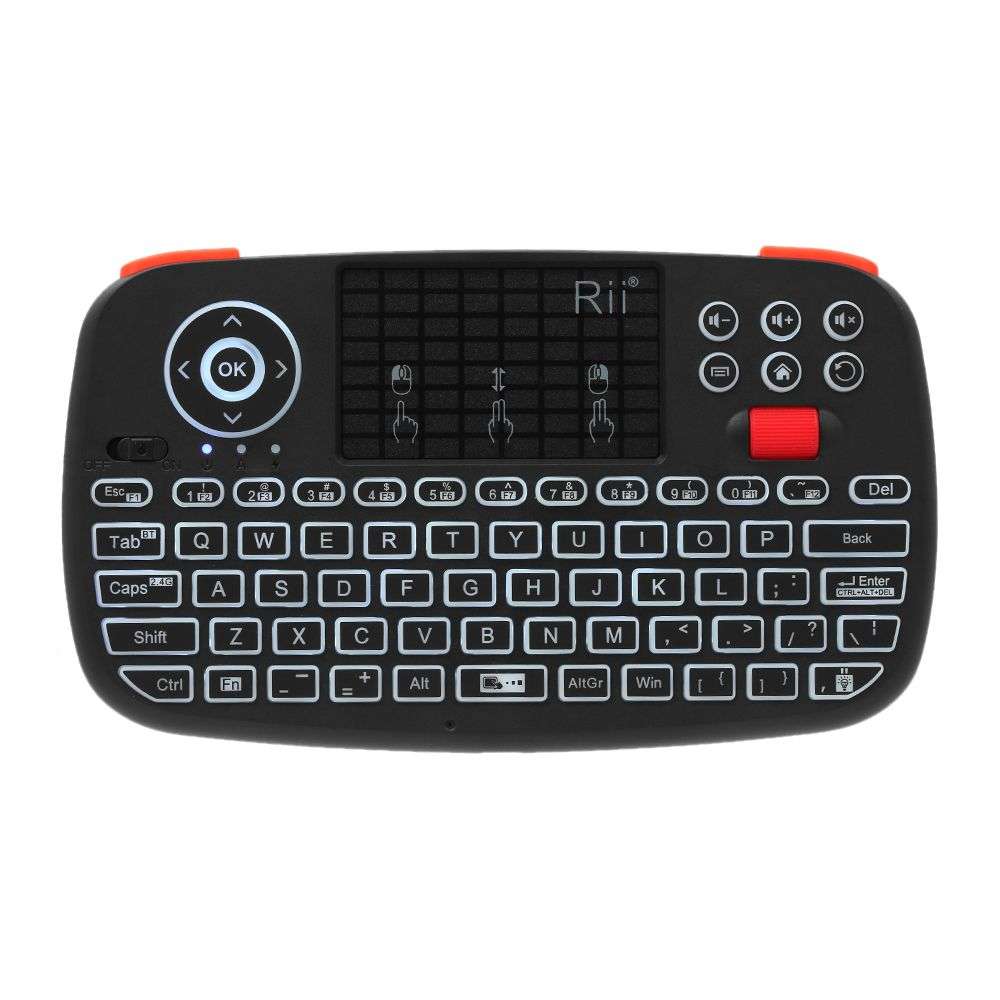 Rii I4 Wireless QWERTY Backlit Gamepad Touchpad|Keyboard|Bumpers|Scroll Wheel Black - Rii
