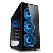 Sharkoon 4044951026661 TG4 BLUE ATX Tower PC Gaming Case - Black - Sharkoon