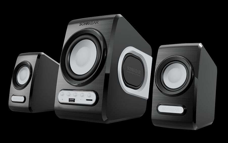 SonicGear Quatro V - USB Powered 2.1 Speaker Black and Cool Grey