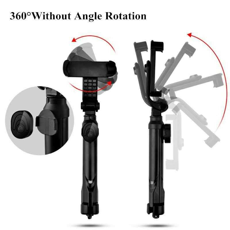 Portable Cellphone Tripod Stand Selfie Stick with 360 degree rotation - 0.14g Black