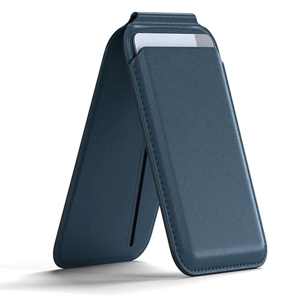 Magnetic MagSafe Wallet Stand with Adjustable Kickstand & Card Holder Compatible with  iPhone Blue