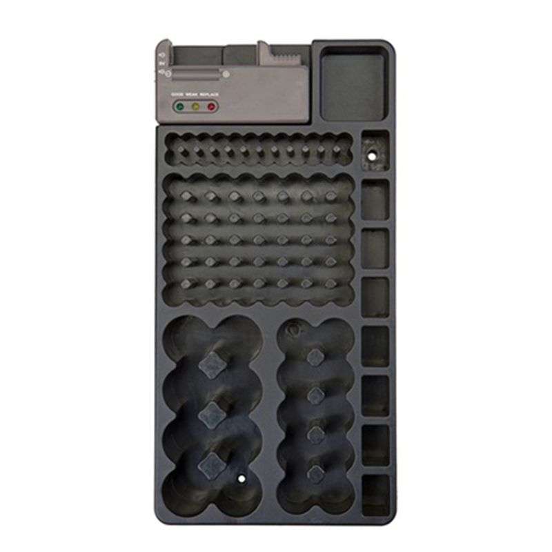 Mountable 98-Battery Organizer with Removable Tester (Holds AA, AAA, C, D, and 9V Batteries) - 499g