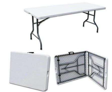 UniQue 1.8m Folding Rectangle Plastic Table - Lightweight, Sturdy steel frame, Compact fold, Handle
