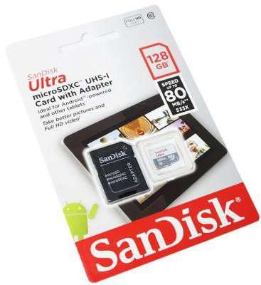 Sandisk Ultra Android 128GB 80MB/s Class 10 microSDXC Memory Card + SD Adapter - SanDisk