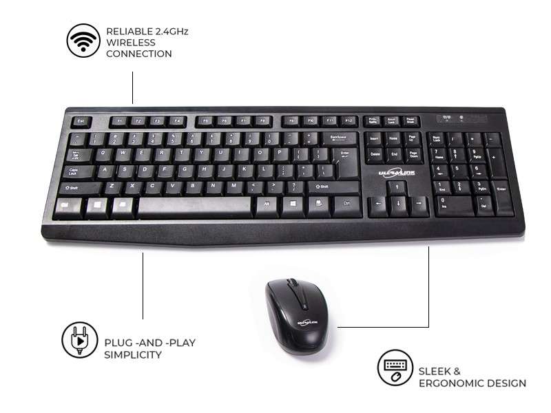 Ultra Link Optical Wireless Keyboard and Mouse Combo - Ultra Link
